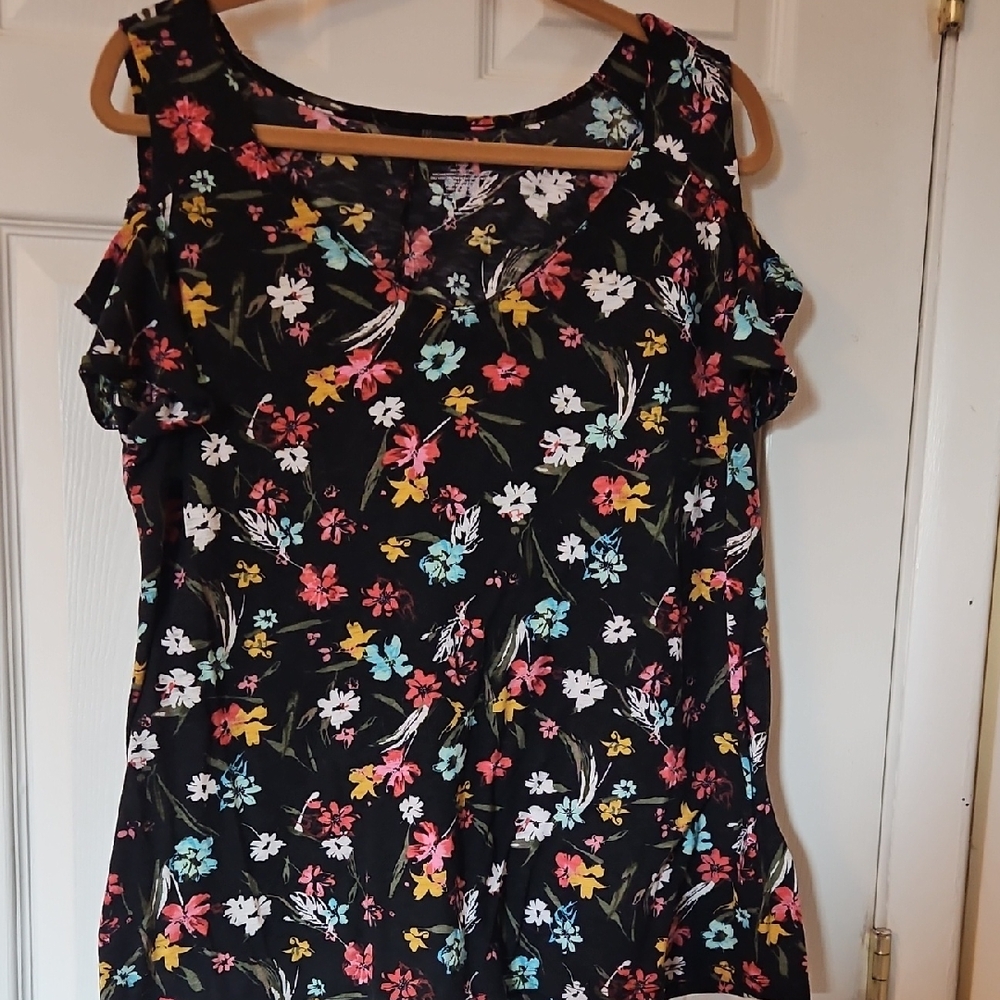 Lane Bryant Black Floral Dress